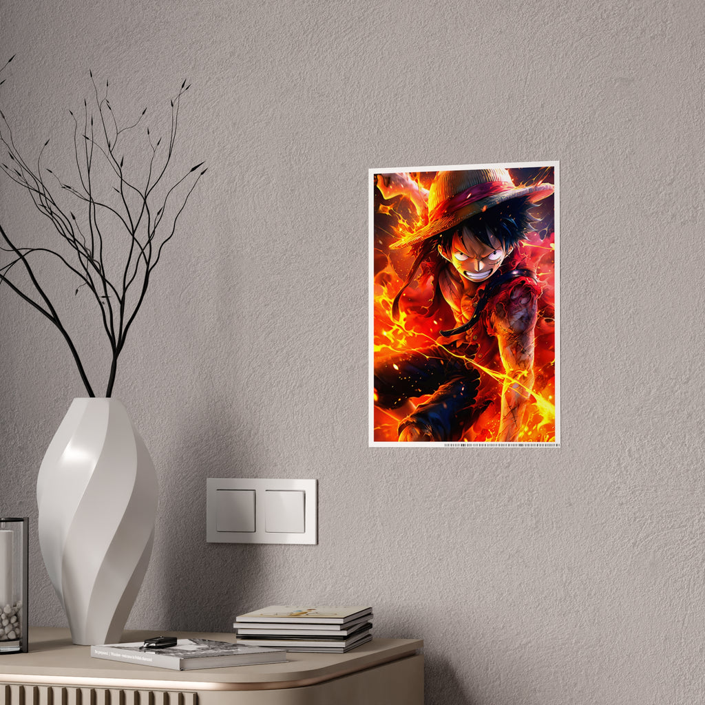 One Piece Luffy Fire Poster — Gloss Anime Wall Art