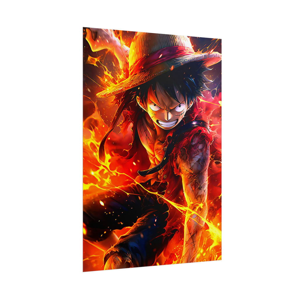 One Piece Luffy Fire Poster – Rolled Anime Wall Art