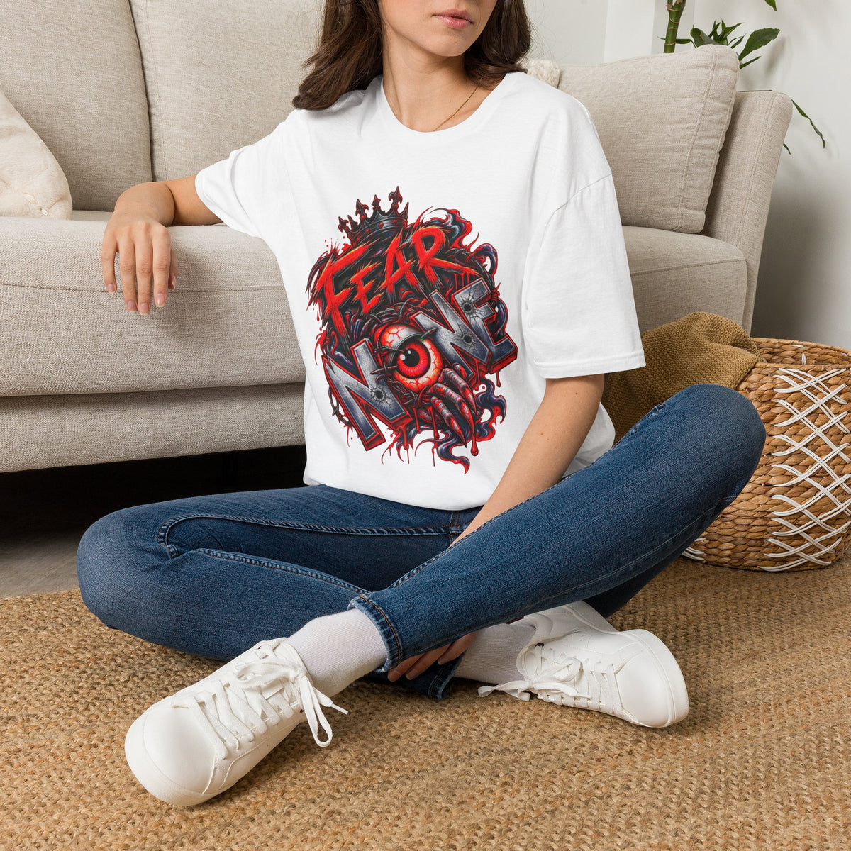 Fear None T-Shirt | Gothic red crown eye horror lettering