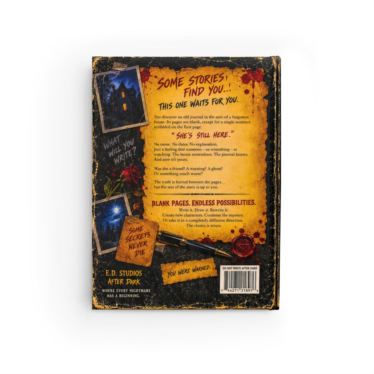 Witchy Gothic Girl Journal - Ruled Line | Dark Fantasy Notebook