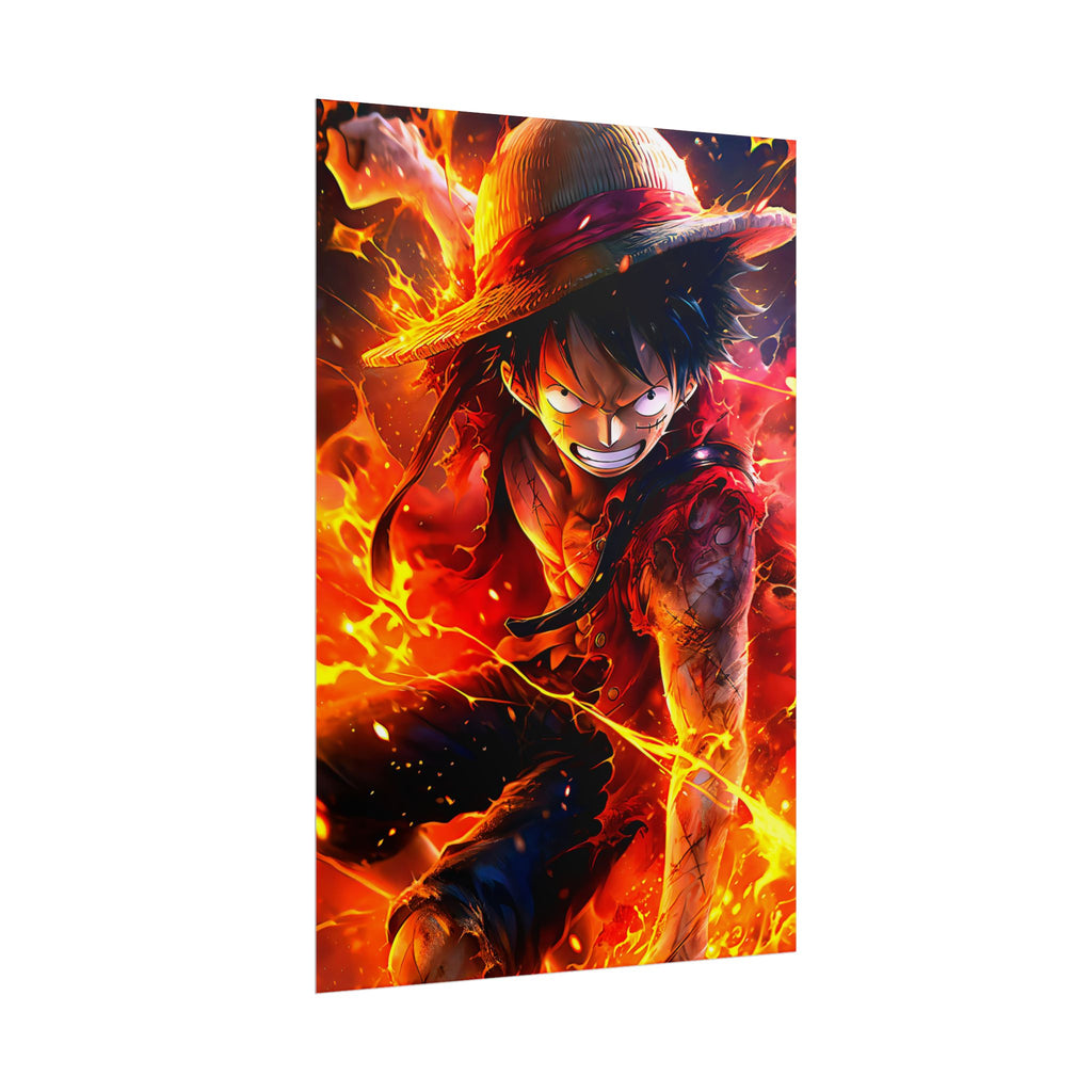 One Piece Luffy Fire Poster – Rolled Anime Wall Art
