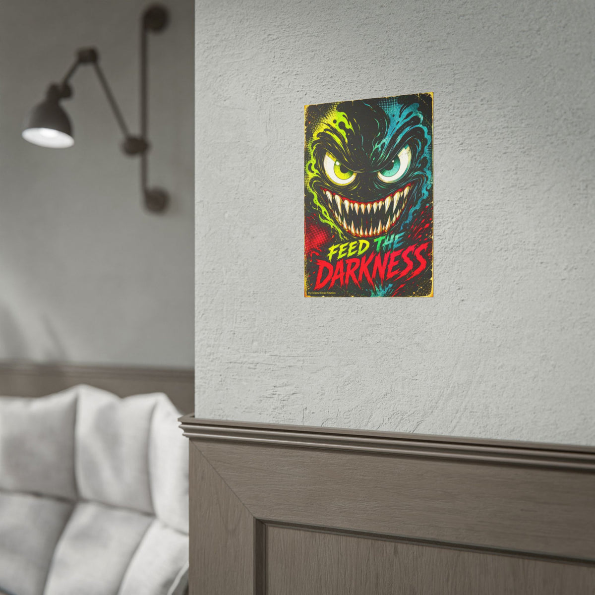Feed the Darkness Poster Neon Horror Art Wall Print