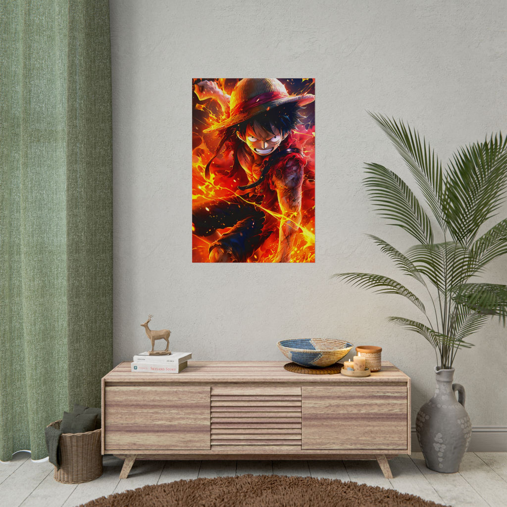 One Piece Luffy Fire Poster – Rolled Anime Wall Art