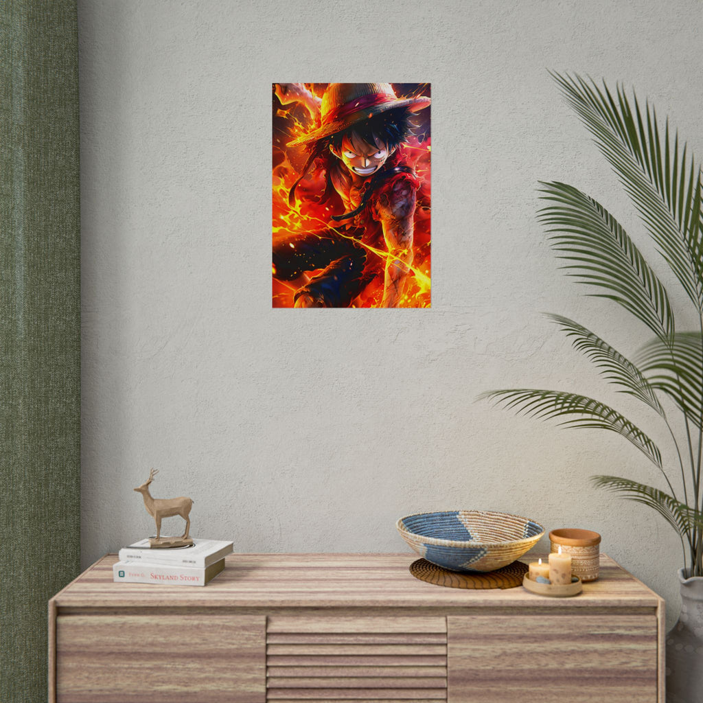 One Piece Luffy Fire Poster – Rolled Anime Wall Art
