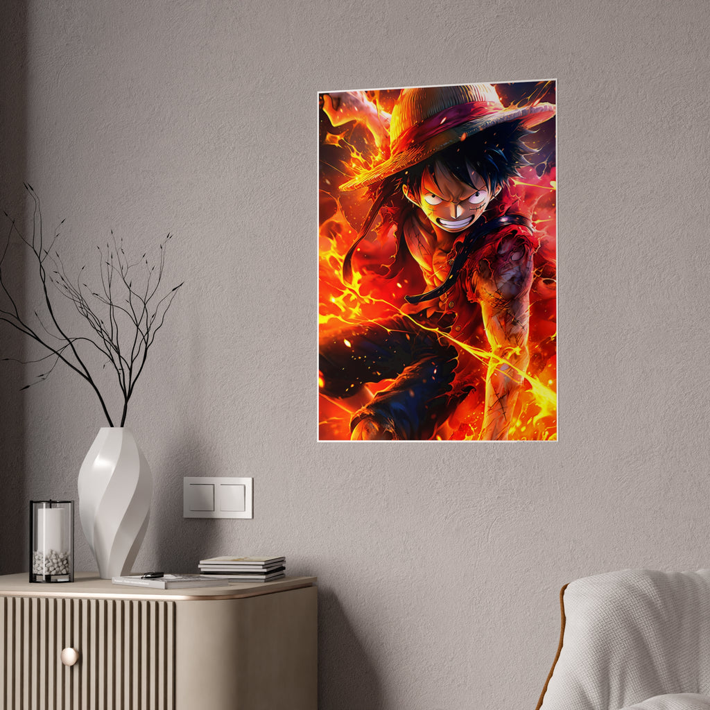 One Piece Luffy Fire Poster — Gloss Anime Wall Art