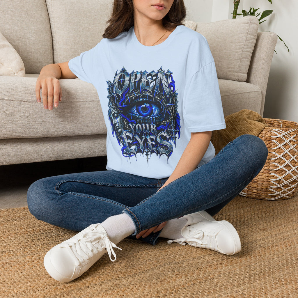 Graphic T-Shirt — "Open Your Eyes" Blue Eye Gothic Design
