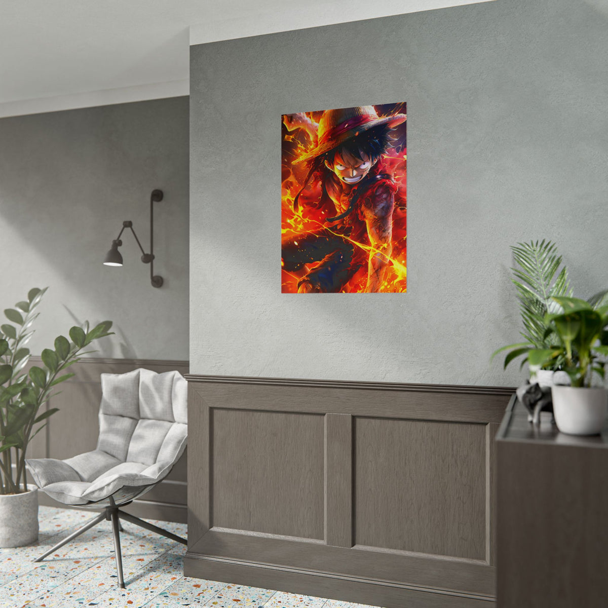 One Piece Luffy Fire Poster – Rolled Anime Wall Art