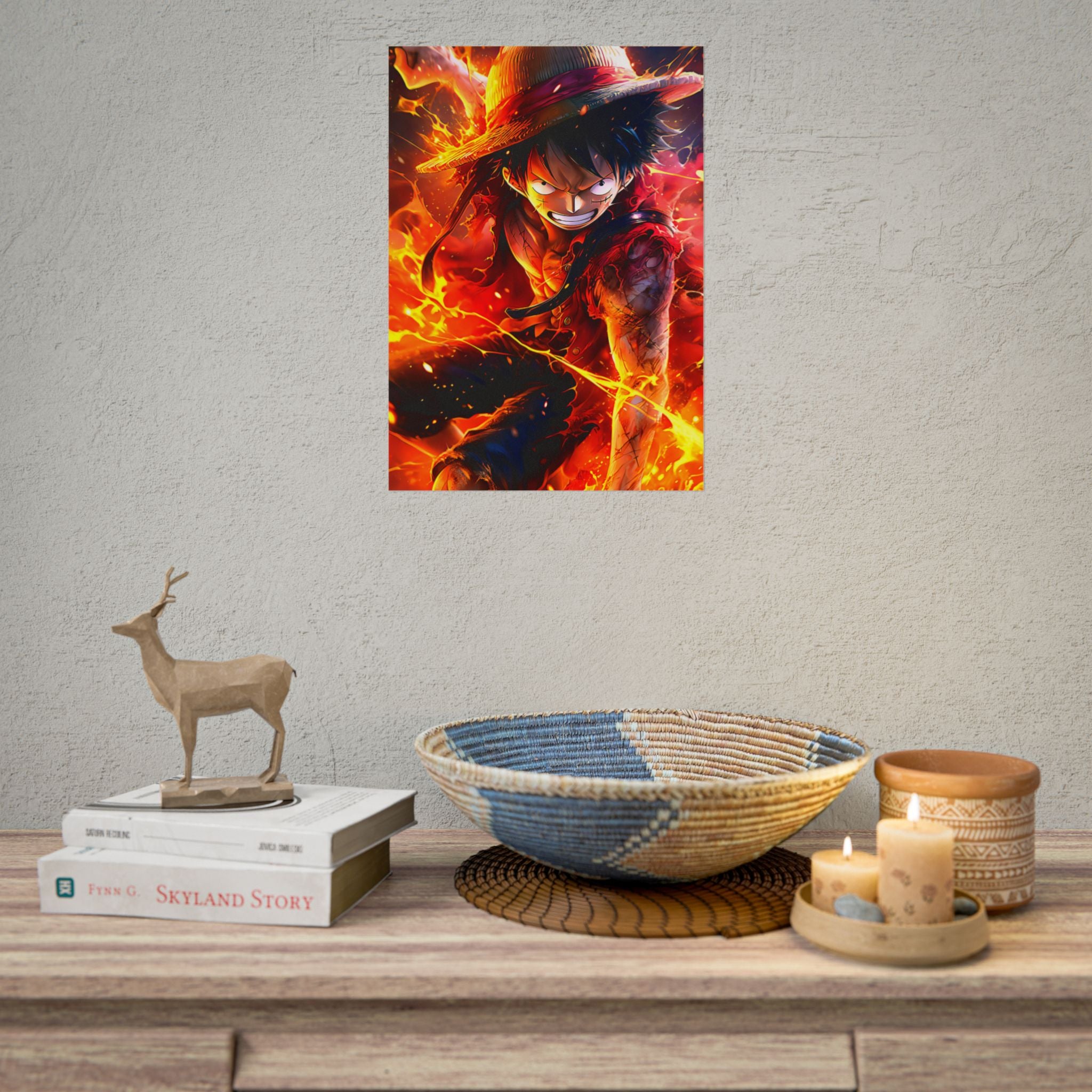 One Piece Luffy Fire Poster – Rolled Anime Wall Art