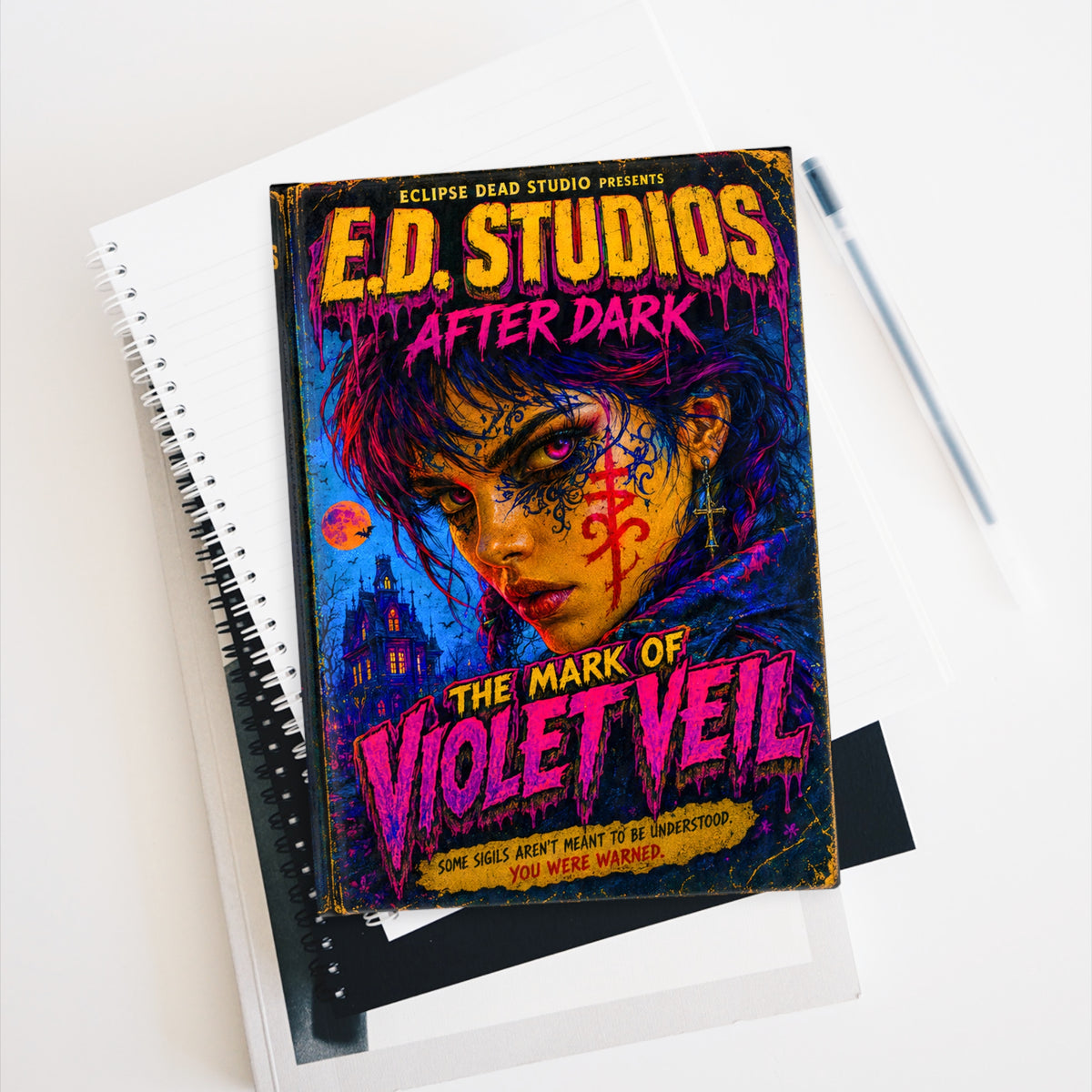 Violet Veil Horror Art Journal - Ruled Line | Gothic Notebook