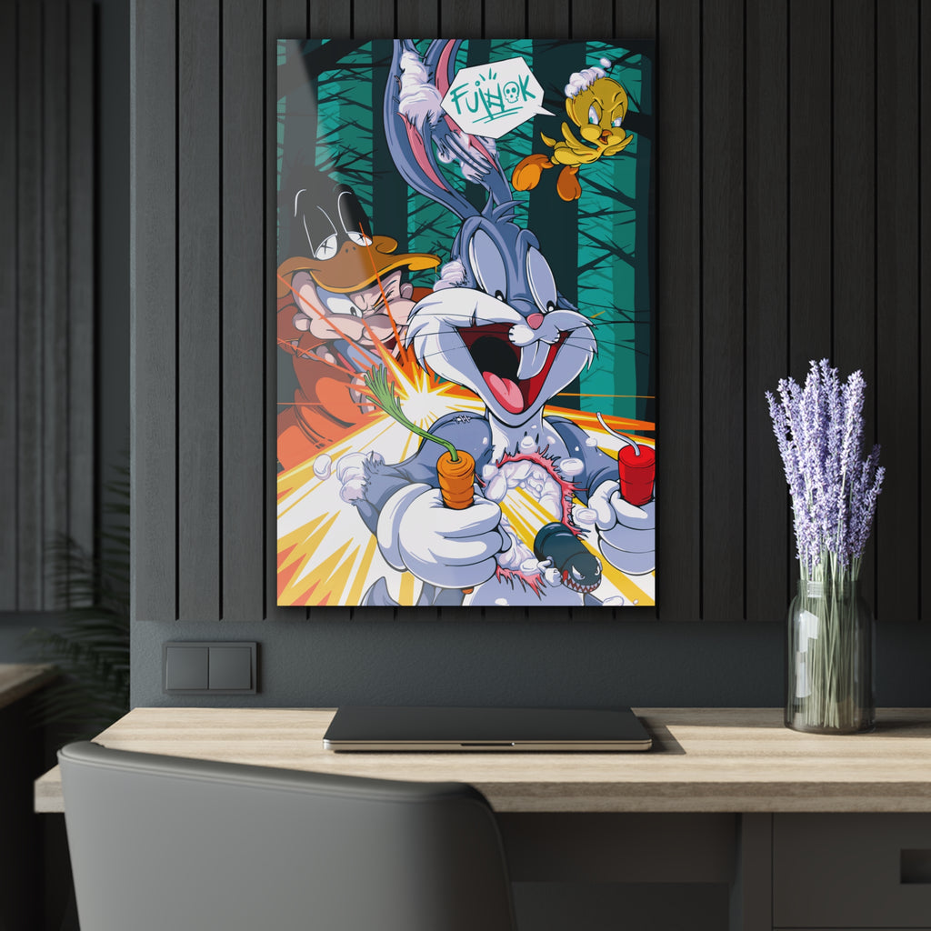 Bunny Cartoon Acrylic Print — Colorful Animated Character Wall Art (French Cleat Hanging)