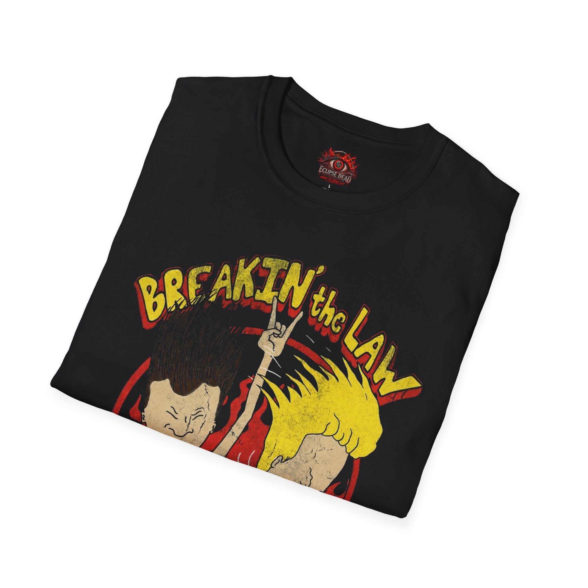 Breaking the Law Graphic T‑Shirt — Retro Punk Comic Band Tee