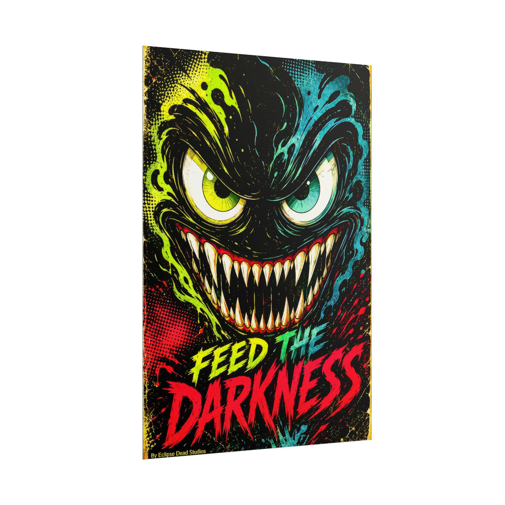 Feed the Darkness Poster Neon Horror Art Wall Print