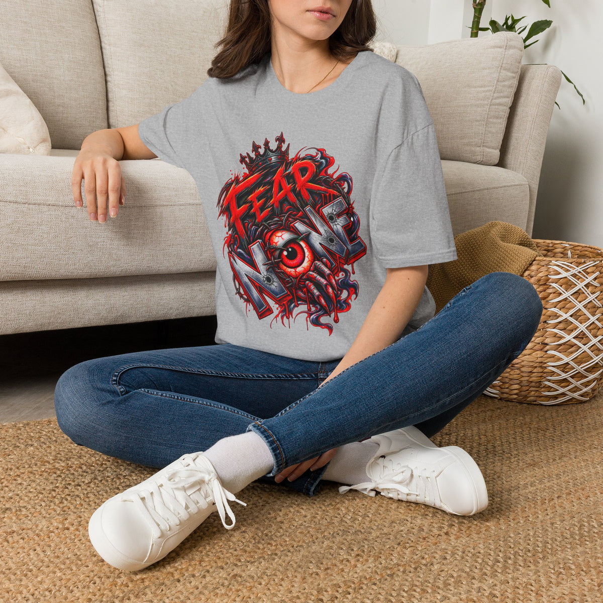 Fear None T-Shirt | Gothic red crown eye horror lettering