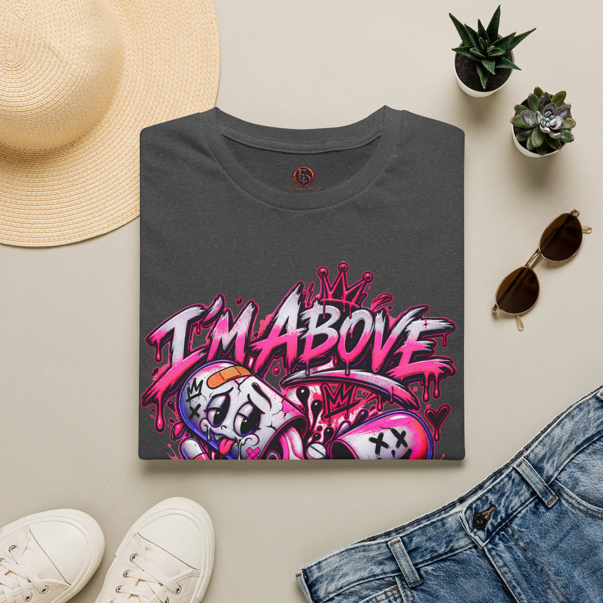 I’m Above Okay T-Shirt | Graffiti Skull Crown Streetwear Tee