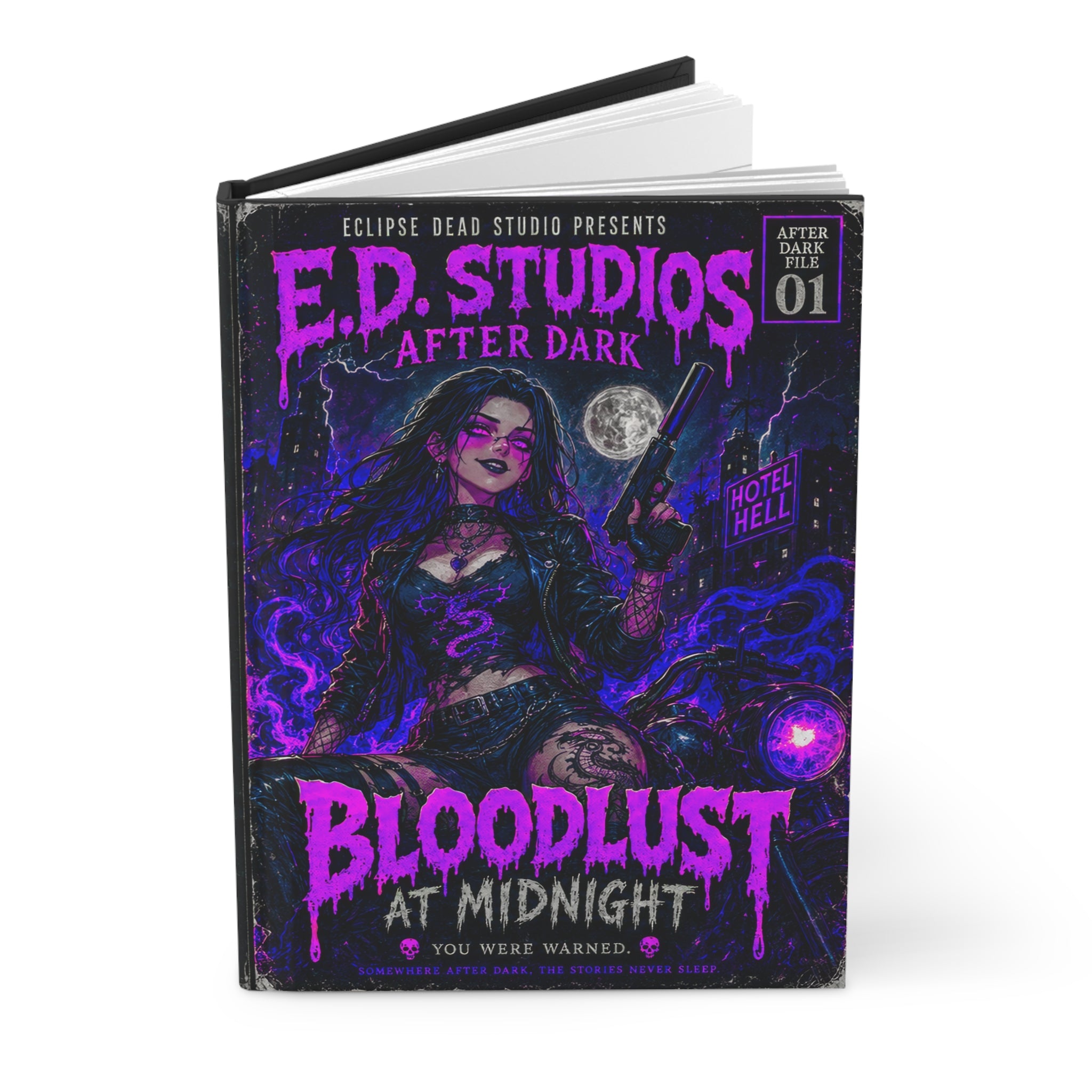 Bloodlust at Midnight Hardcover Journal | Gothic Horror Notebook, After Dark Illustration