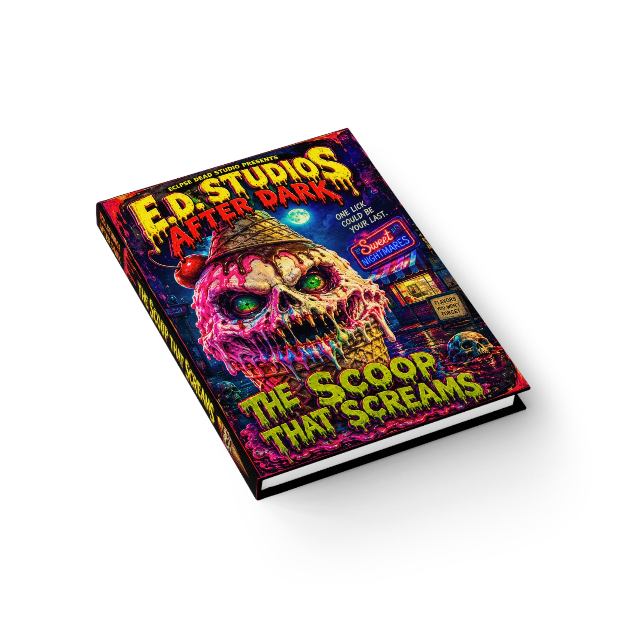 The Scoop That Screams Horror Ice Cream Journal | Ruled Line Notebook, Creepy Retro Movie Poster