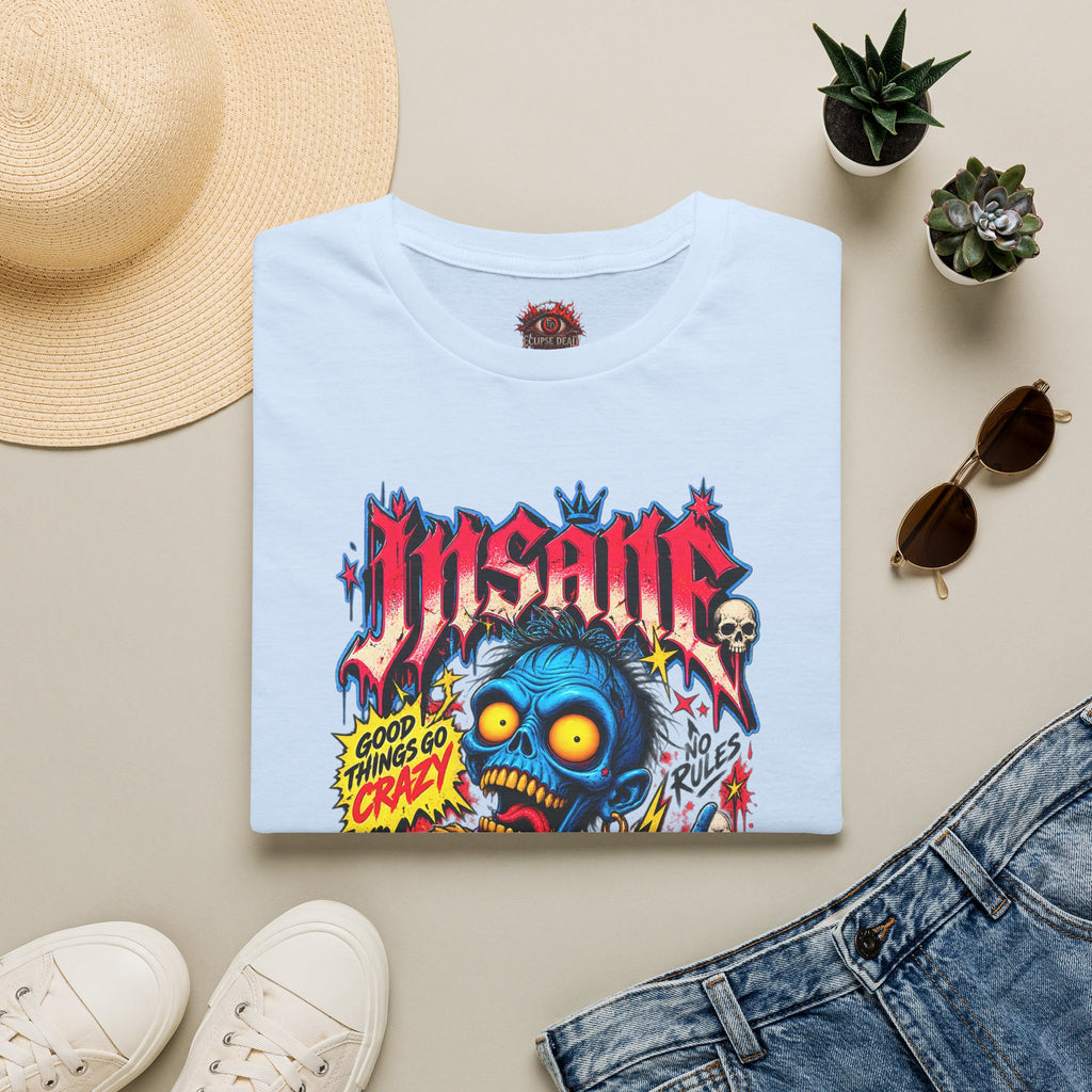 Insane Zombie Graphic Tee — "Good Things Go Crazy" Horror Streetwear