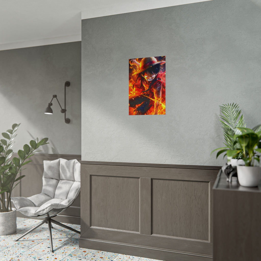 One Piece Luffy Fire Poster – Rolled Anime Wall Art