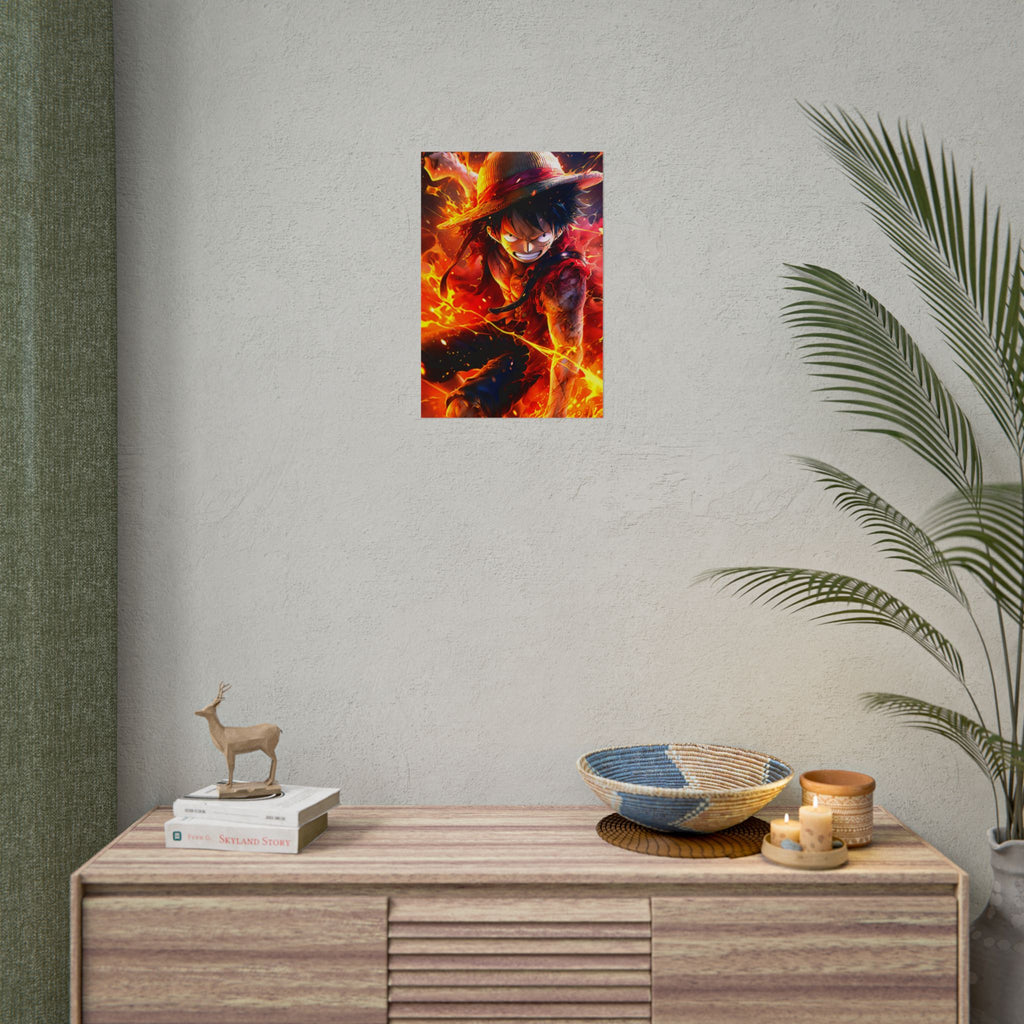 One Piece Luffy Fire Poster – Rolled Anime Wall Art