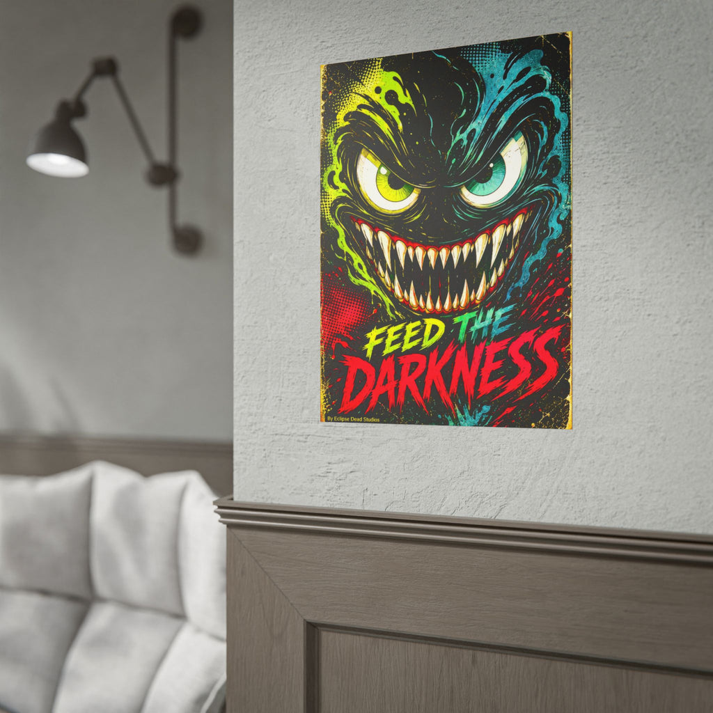 Feed the Darkness Poster Neon Horror Art Wall Print