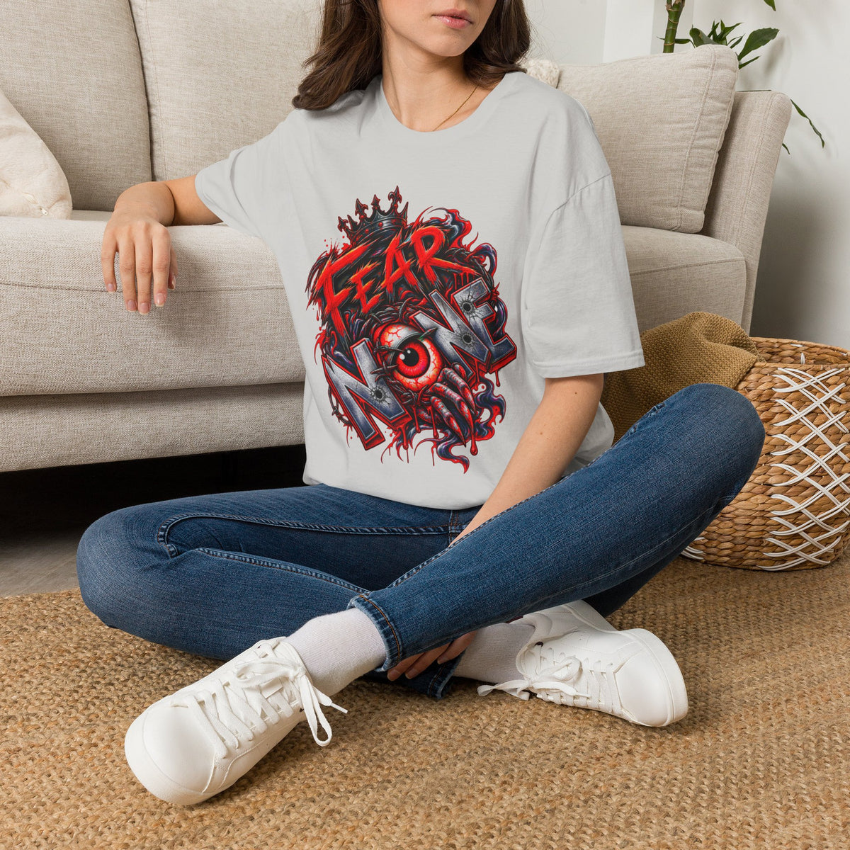 Fear None T-Shirt | Gothic red crown eye horror lettering