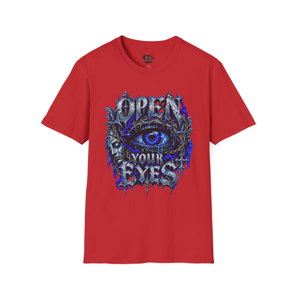 Graphic T-Shirt — "Open Your Eyes" Blue Eye Gothic Design