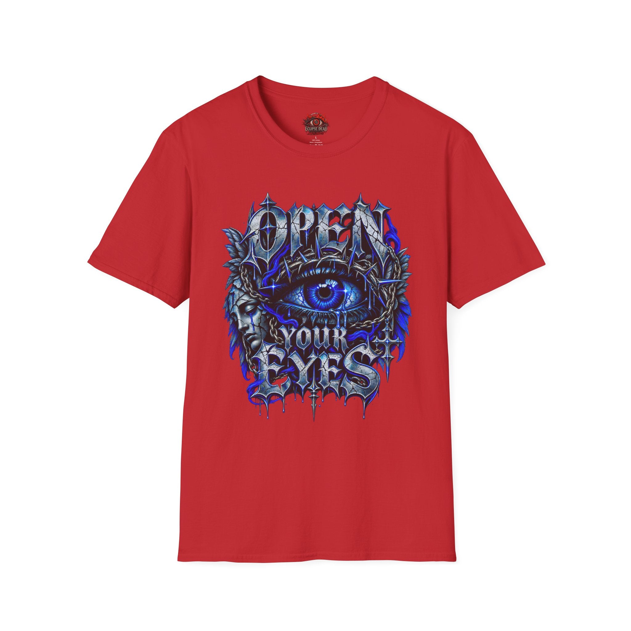 Graphic T-Shirt — "Open Your Eyes" Blue Eye Gothic Design