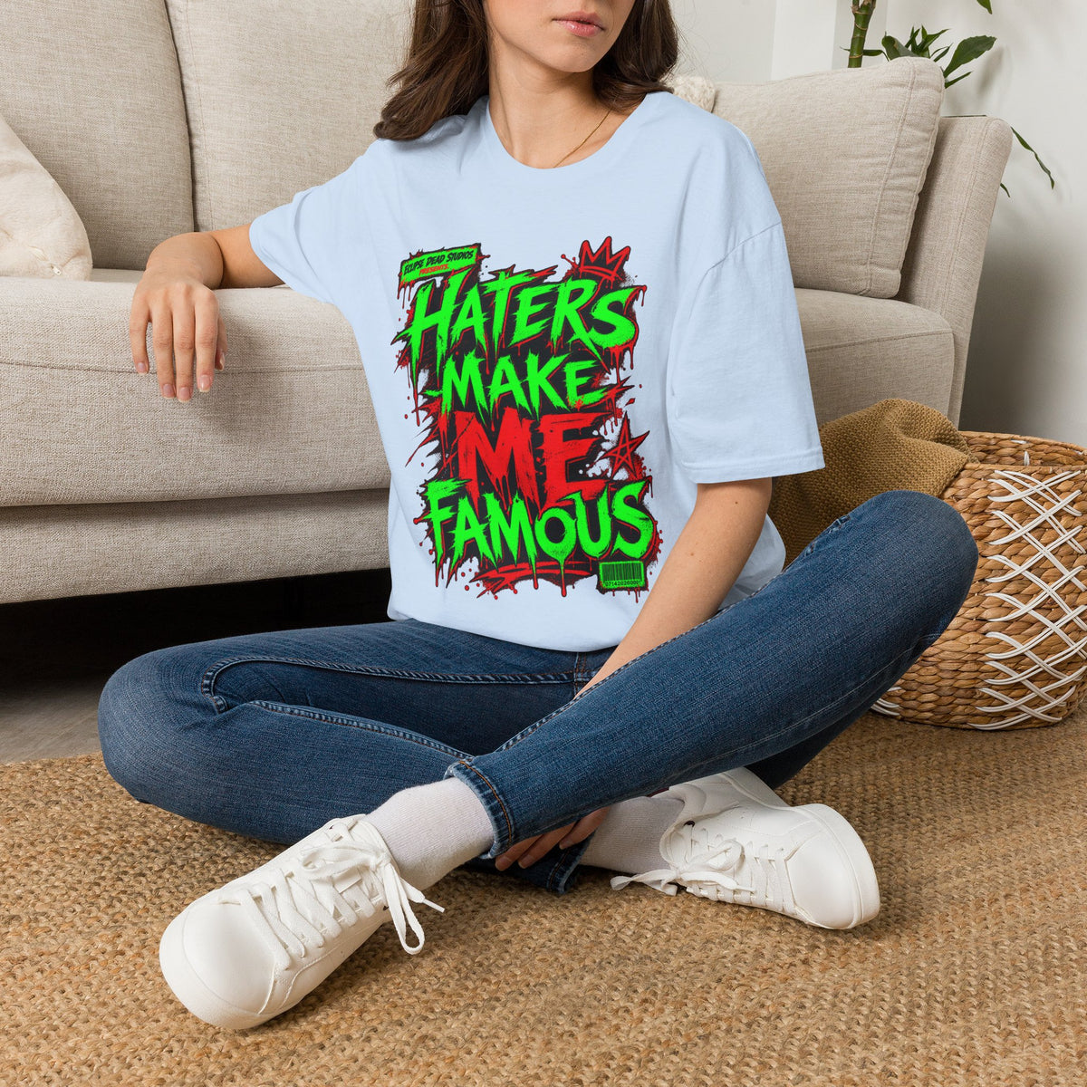 “Haters Make Me Famous” Neon Streetwear Tee