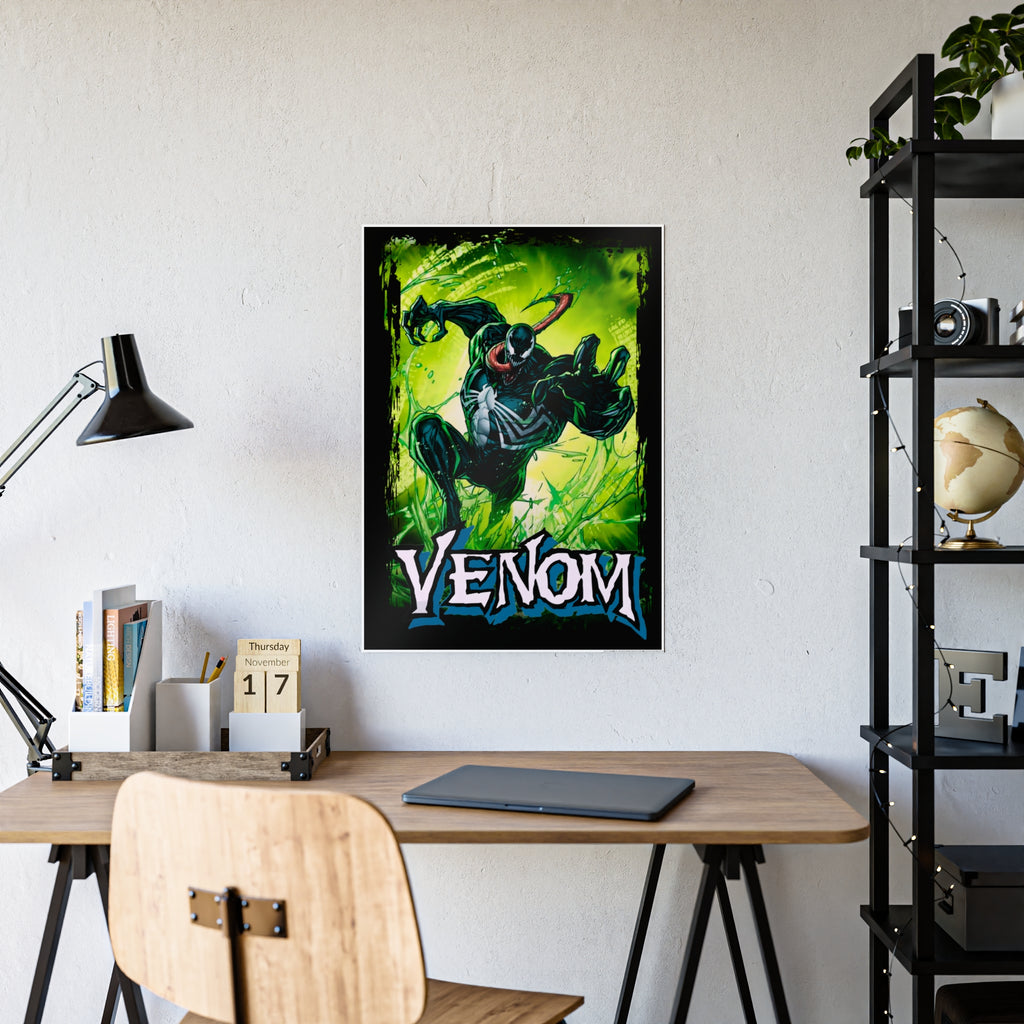 Venom Gloss Poster — Green Comic Art Wall Print