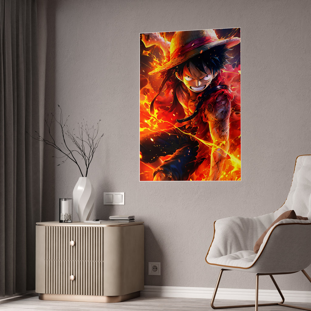 One Piece Luffy Fire Poster — Gloss Anime Wall Art