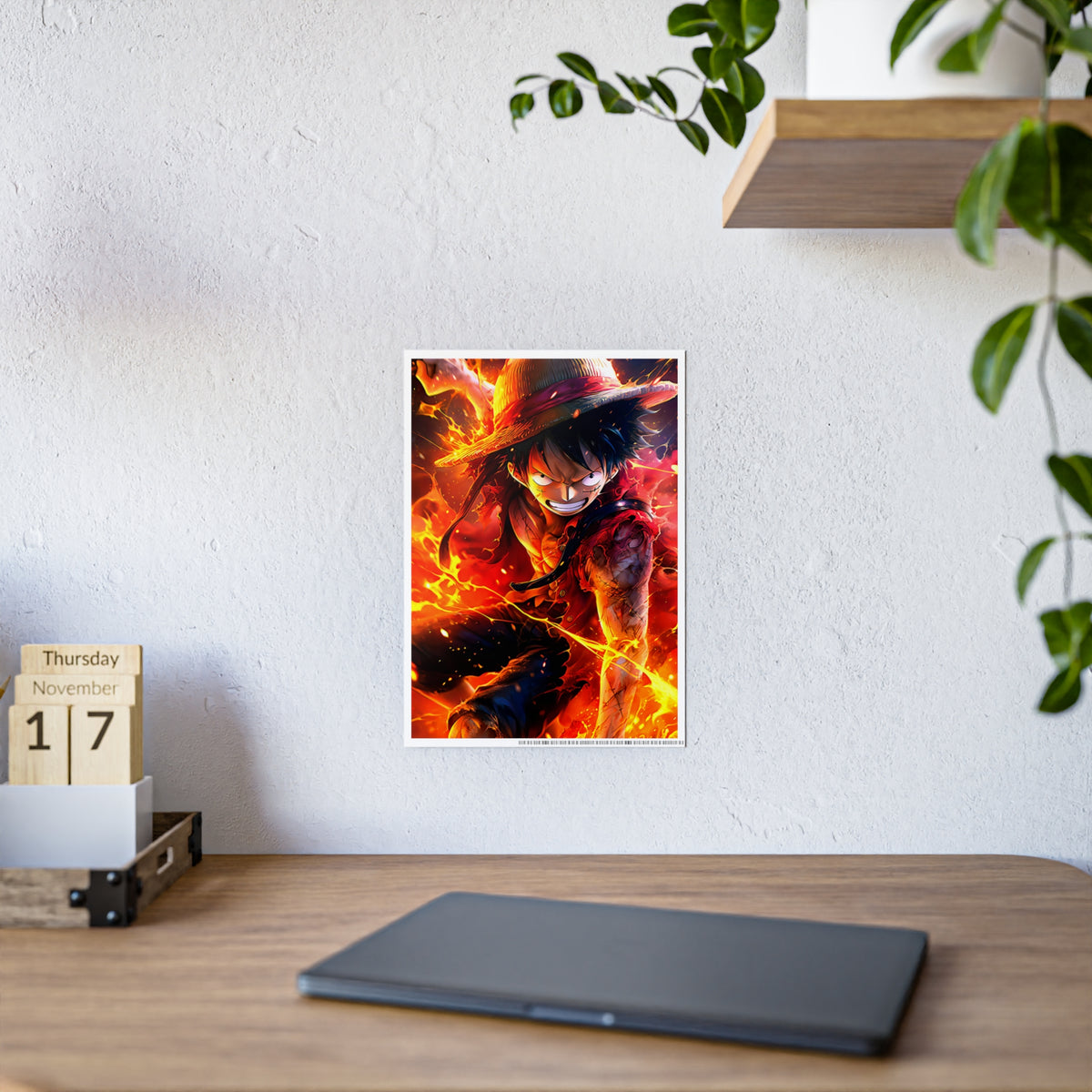 One Piece Luffy Fire Poster — Gloss Anime Wall Art