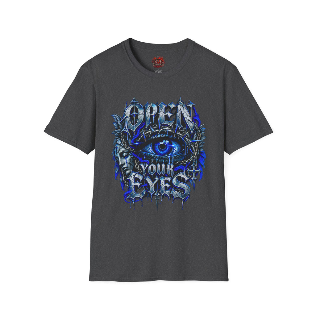 Graphic T-Shirt — "Open Your Eyes" Blue Eye Gothic Design