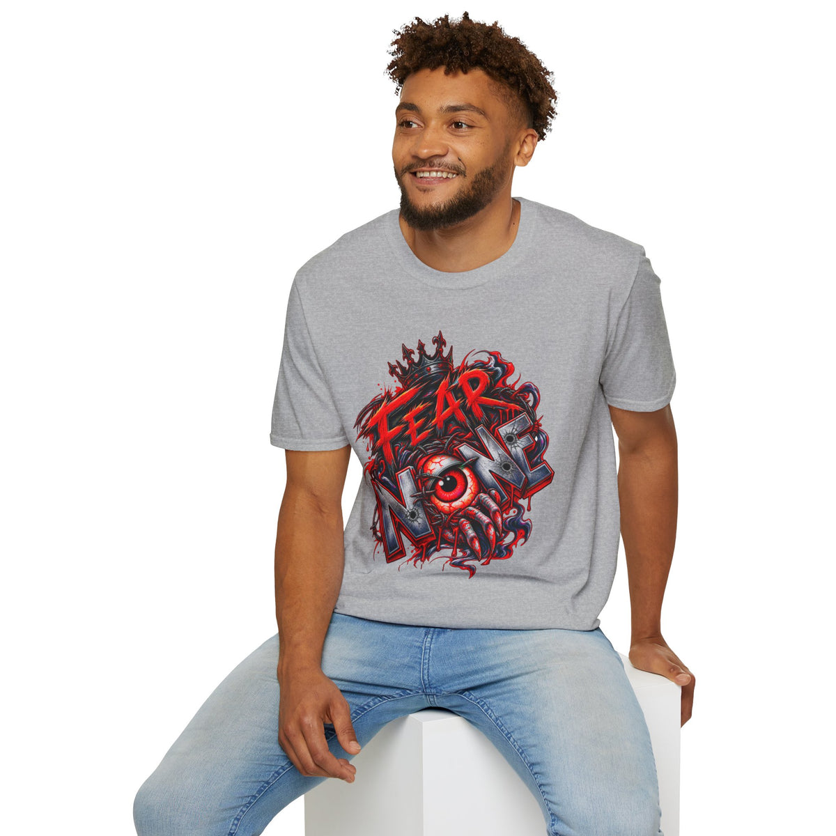 Fear None T-Shirt | Gothic red crown eye horror lettering