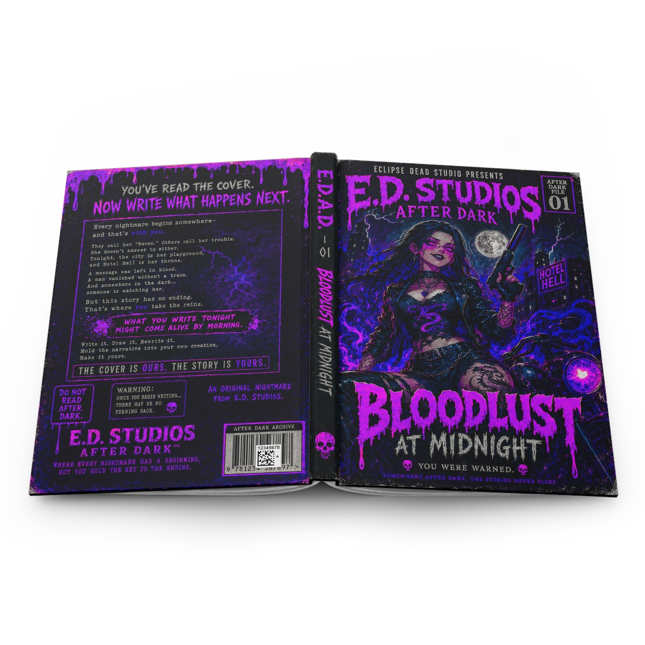 Bloodlust at Midnight Hardcover Journal | Gothic Horror Notebook, After Dark Illustration