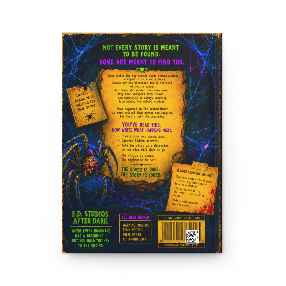 Webbed Manor Hardcover Journal | Haunted Mansion Spider Notebook