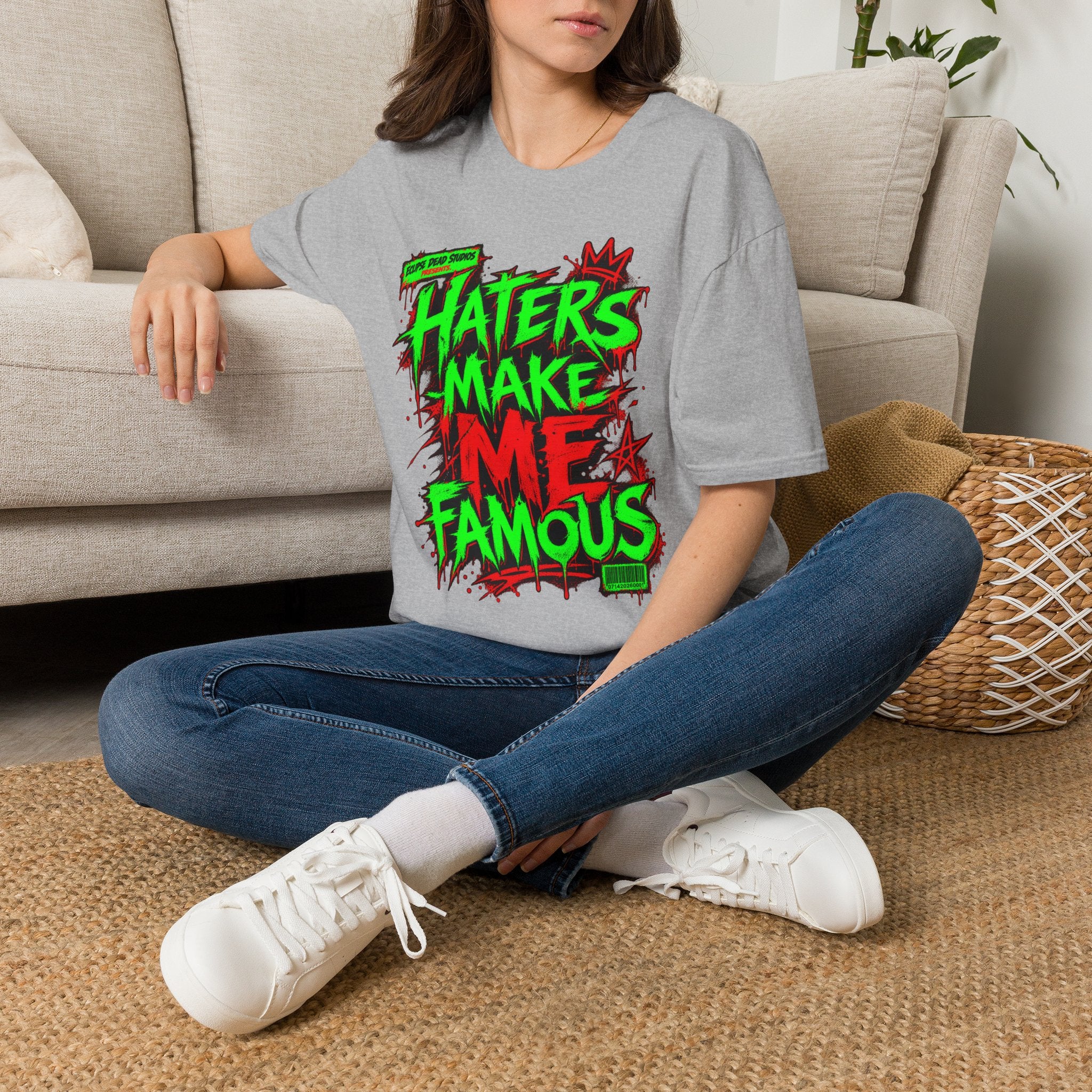 “Haters Make Me Famous” Neon Streetwear Tee