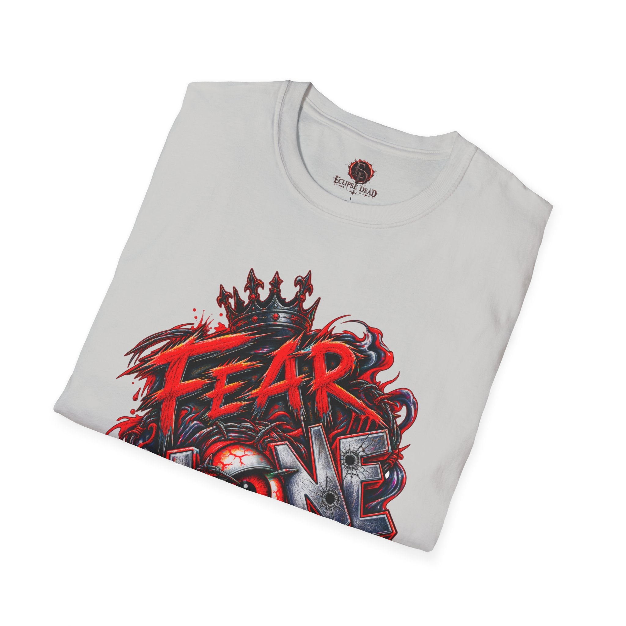 Fear None T-Shirt | Gothic red crown eye horror lettering