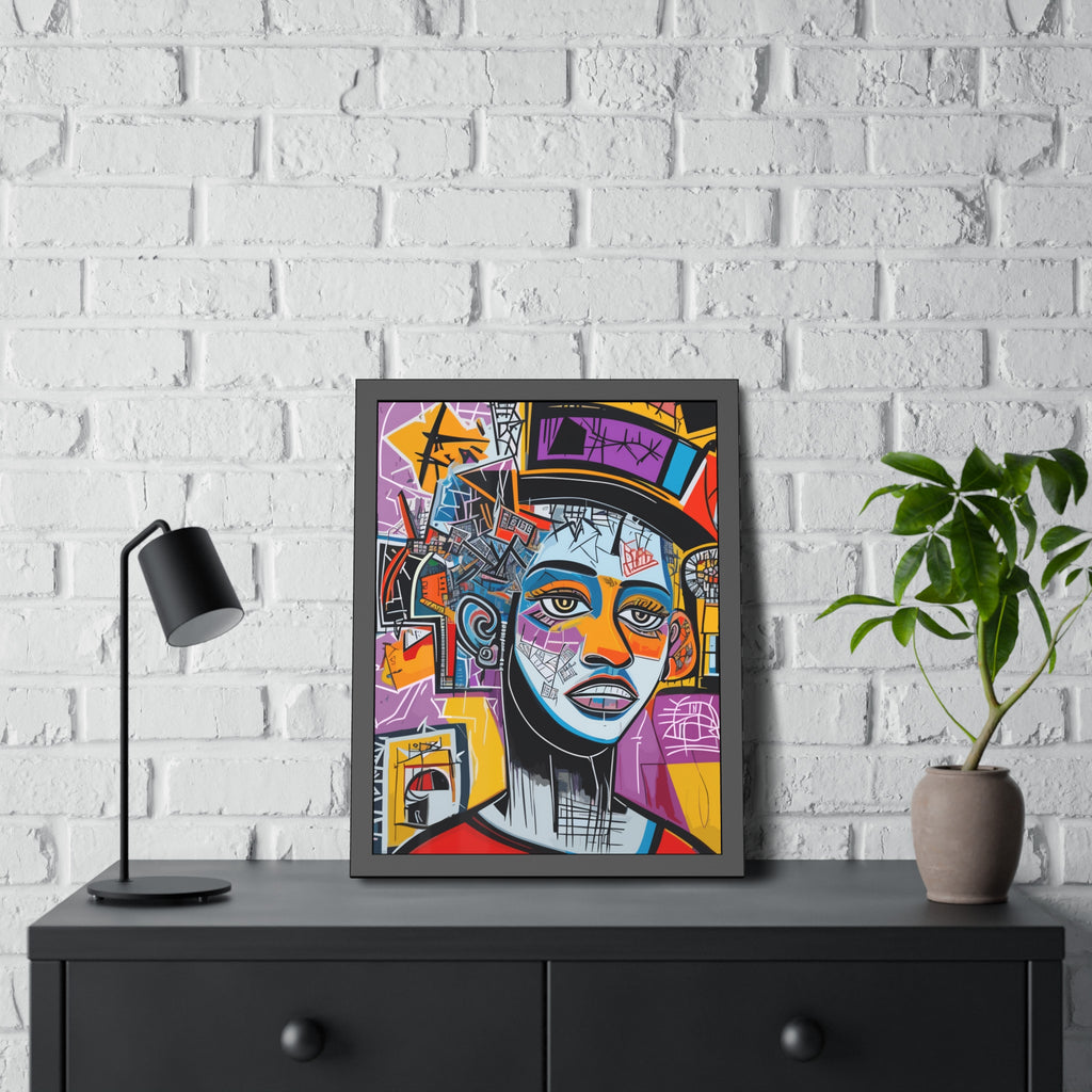 Framed Poster — Colorful Urban Abstract Portrait Wall Art