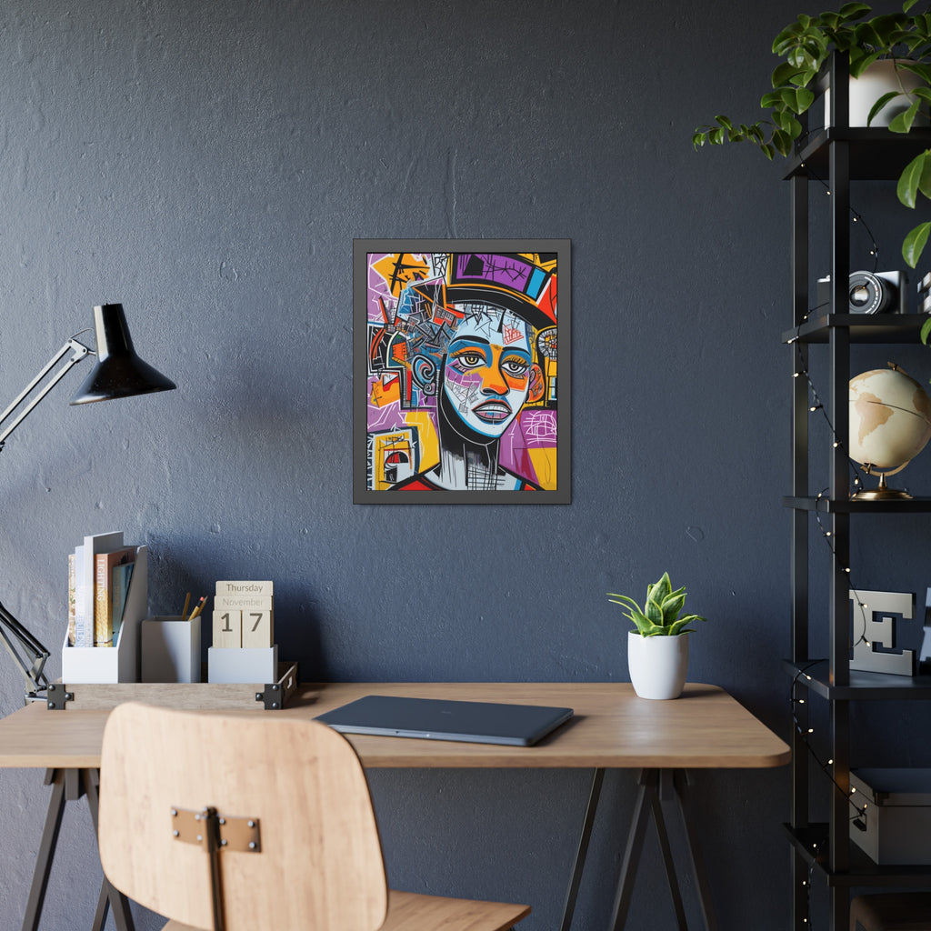Framed Poster — Colorful Urban Abstract Portrait Wall Art