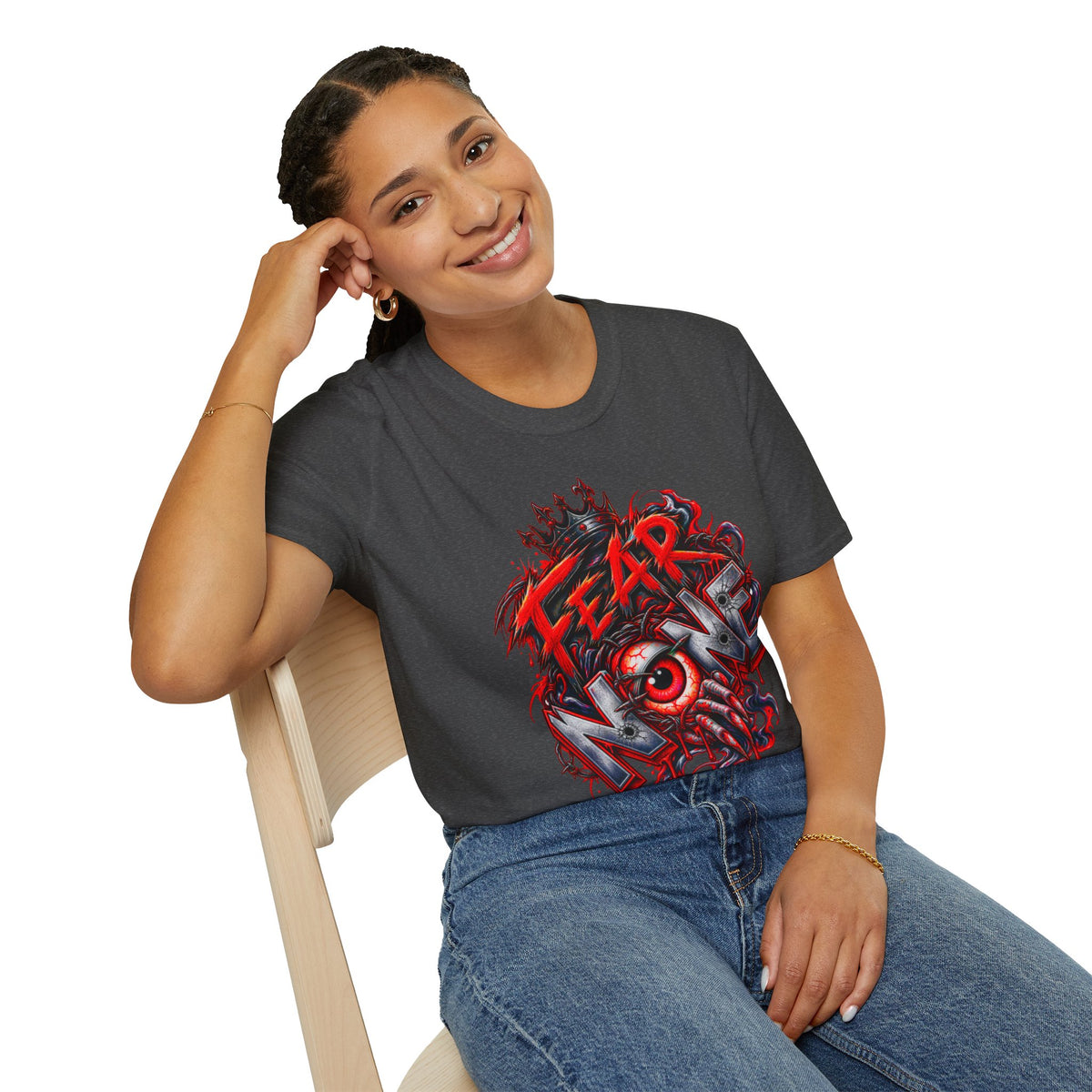 Fear None T-Shirt | Gothic red crown eye horror lettering