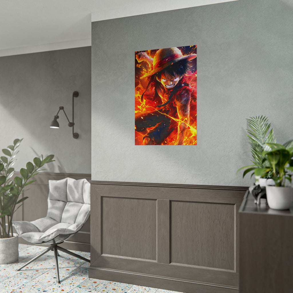 One Piece Luffy Fire Poster – Rolled Anime Wall Art