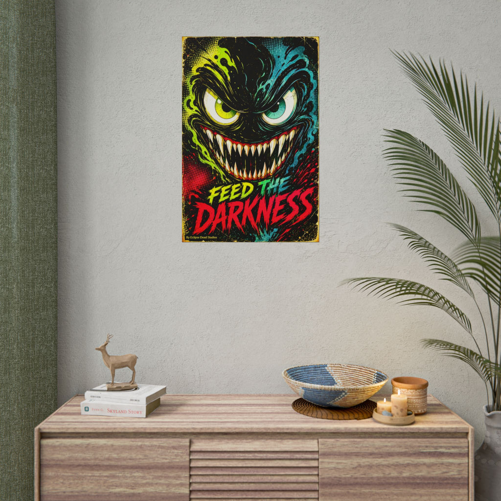 Feed the Darkness Poster Neon Horror Art Wall Print