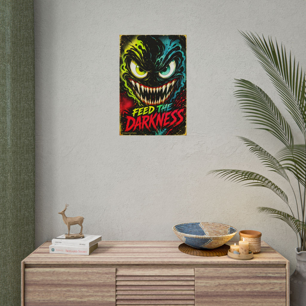 Feed the Darkness Poster Neon Horror Art Wall Print