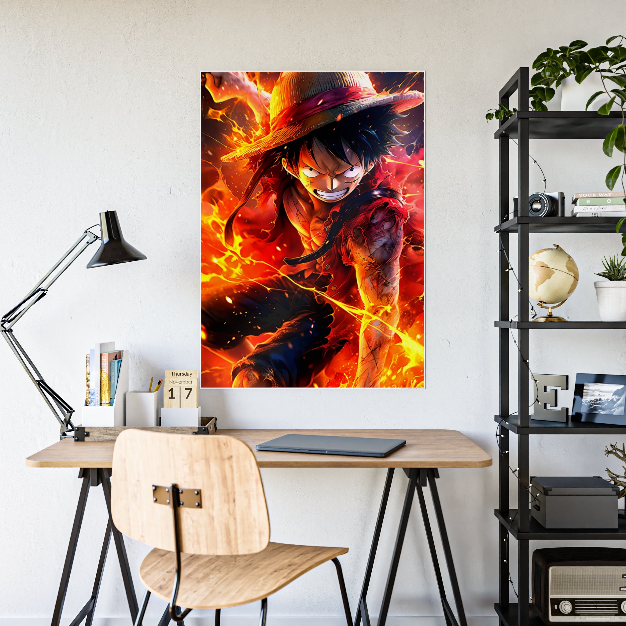 One Piece Luffy Fire Poster — Gloss Anime Wall Art