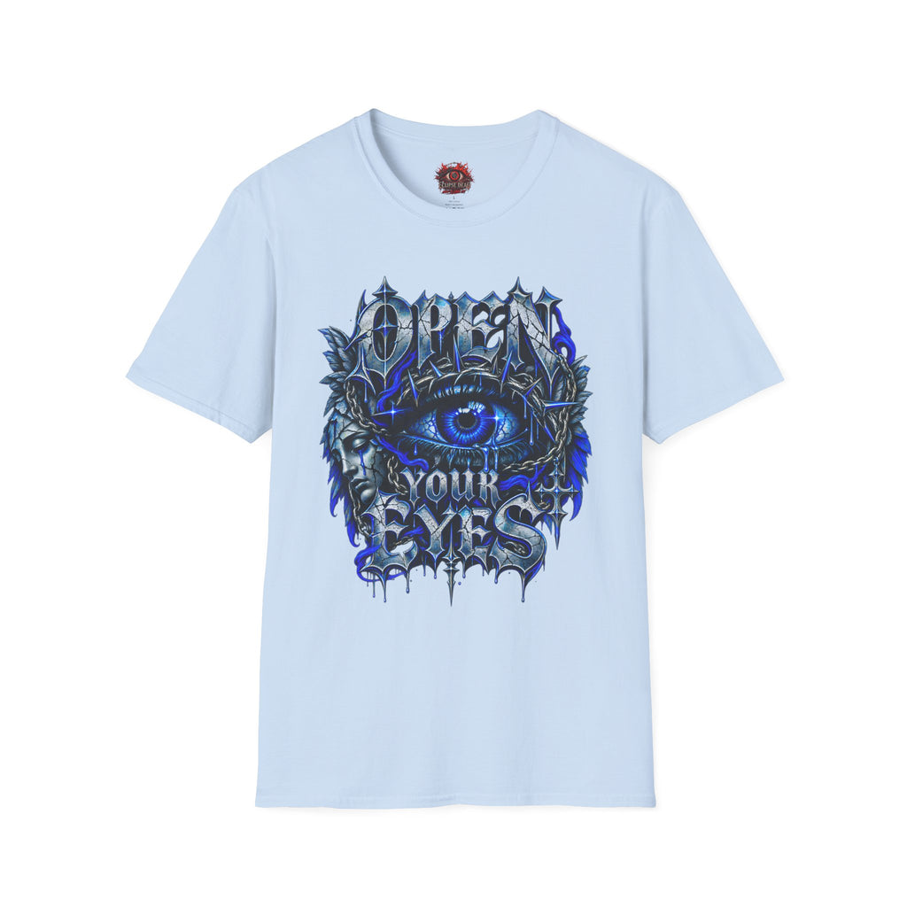 Graphic T-Shirt — "Open Your Eyes" Blue Eye Gothic Design