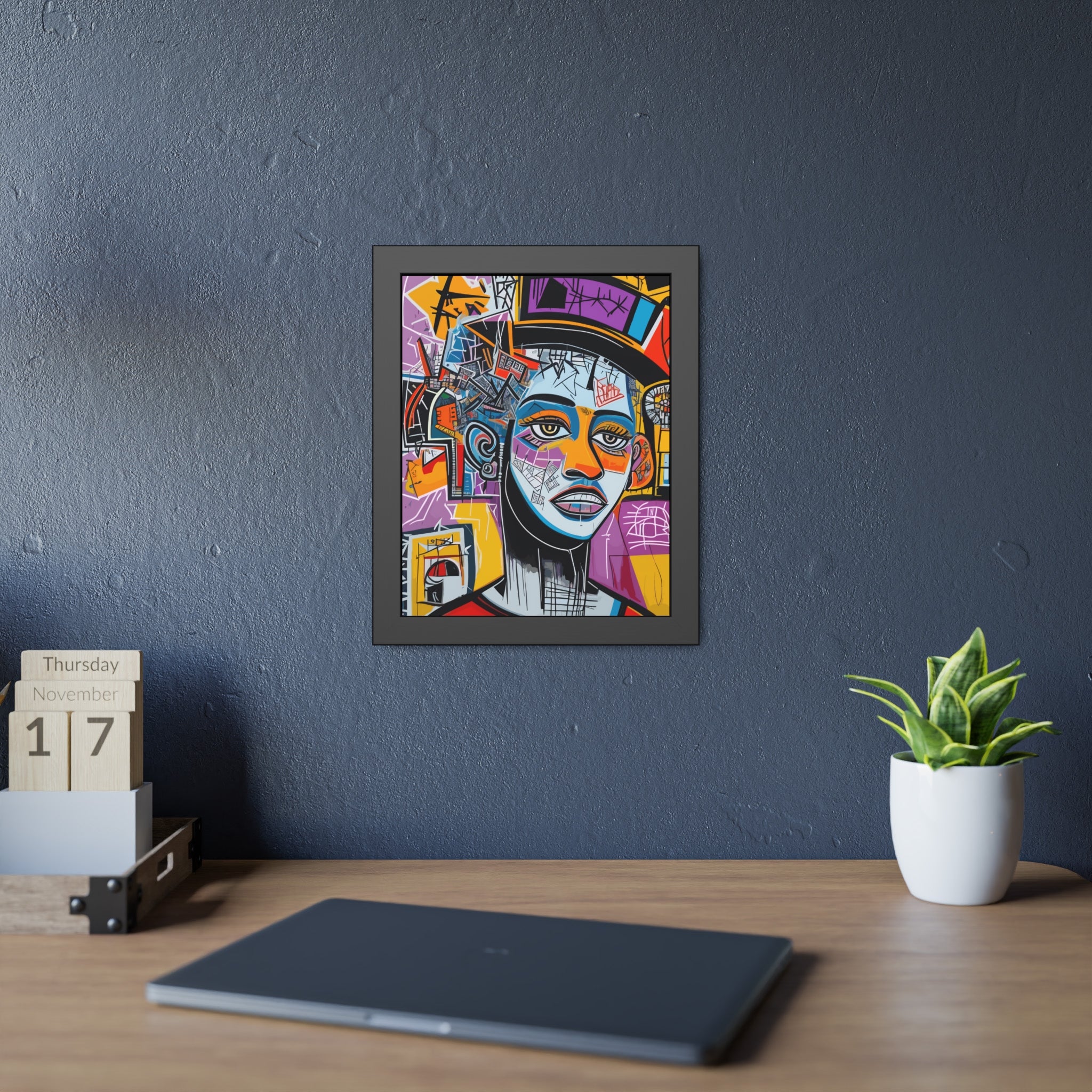 Framed Poster — Colorful Urban Abstract Portrait Wall Art