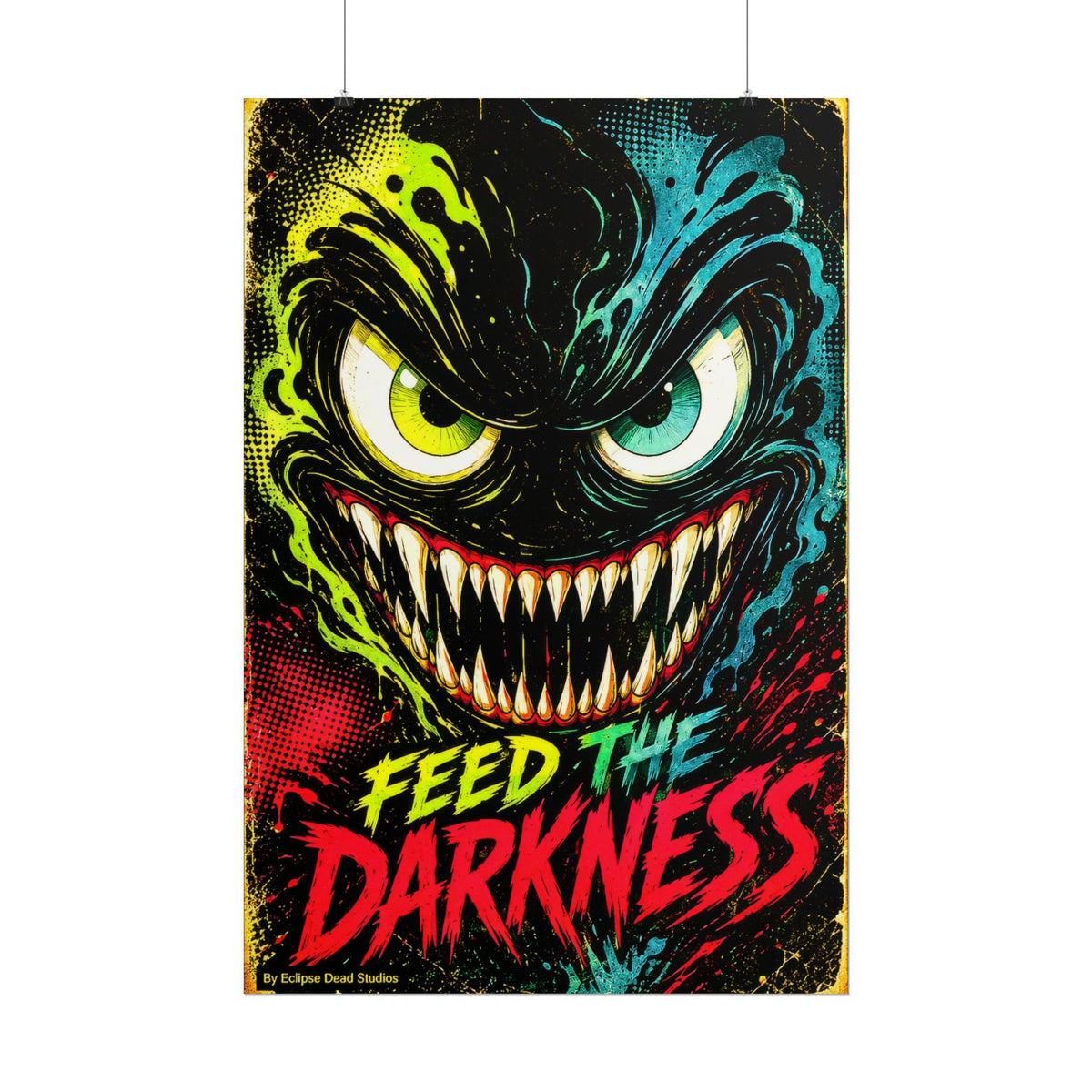Feed the Darkness Poster Neon Horror Art Wall Print