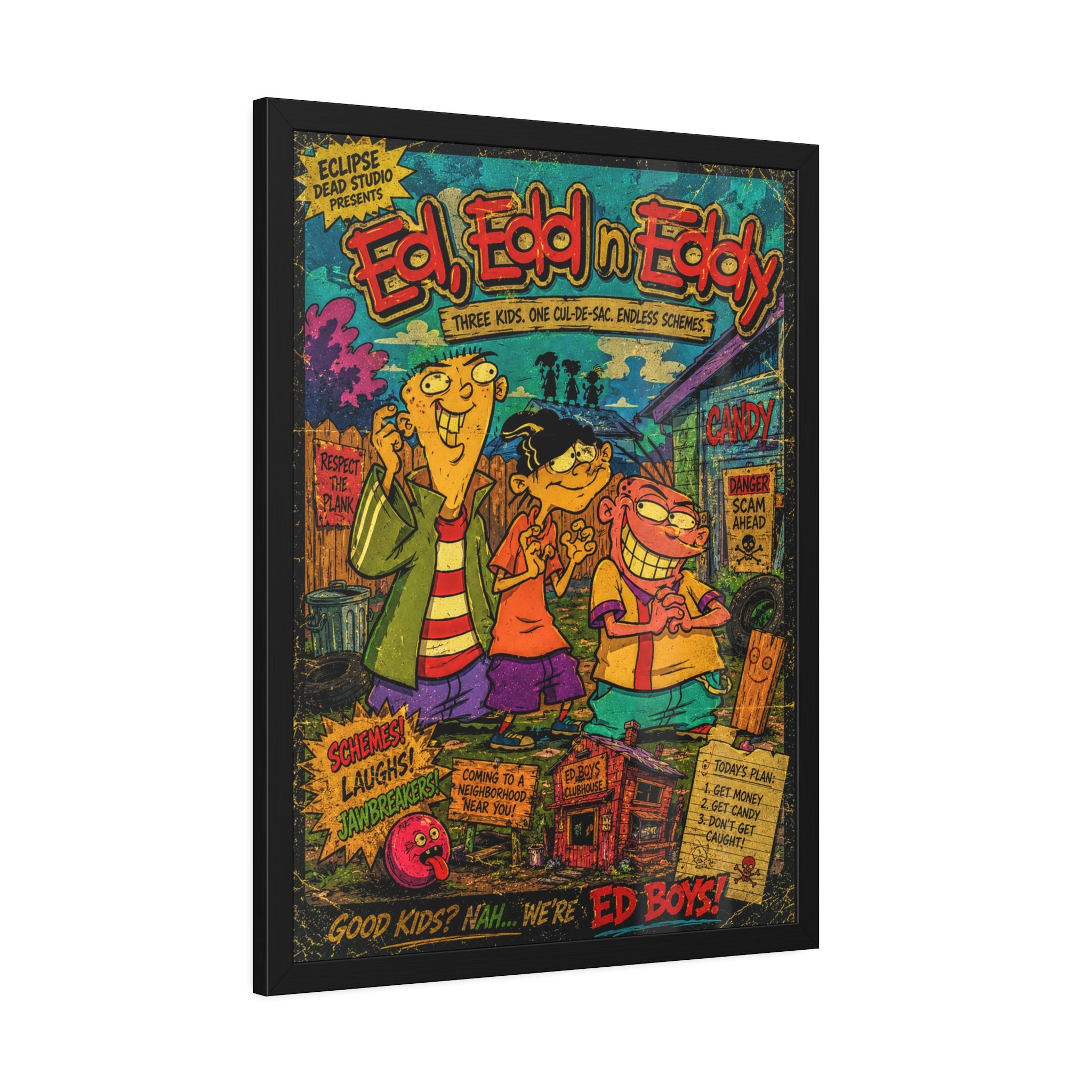Ed, Edd n Eddy Vintage Comic Book Poster — Framed Retro Cartoon Art Print