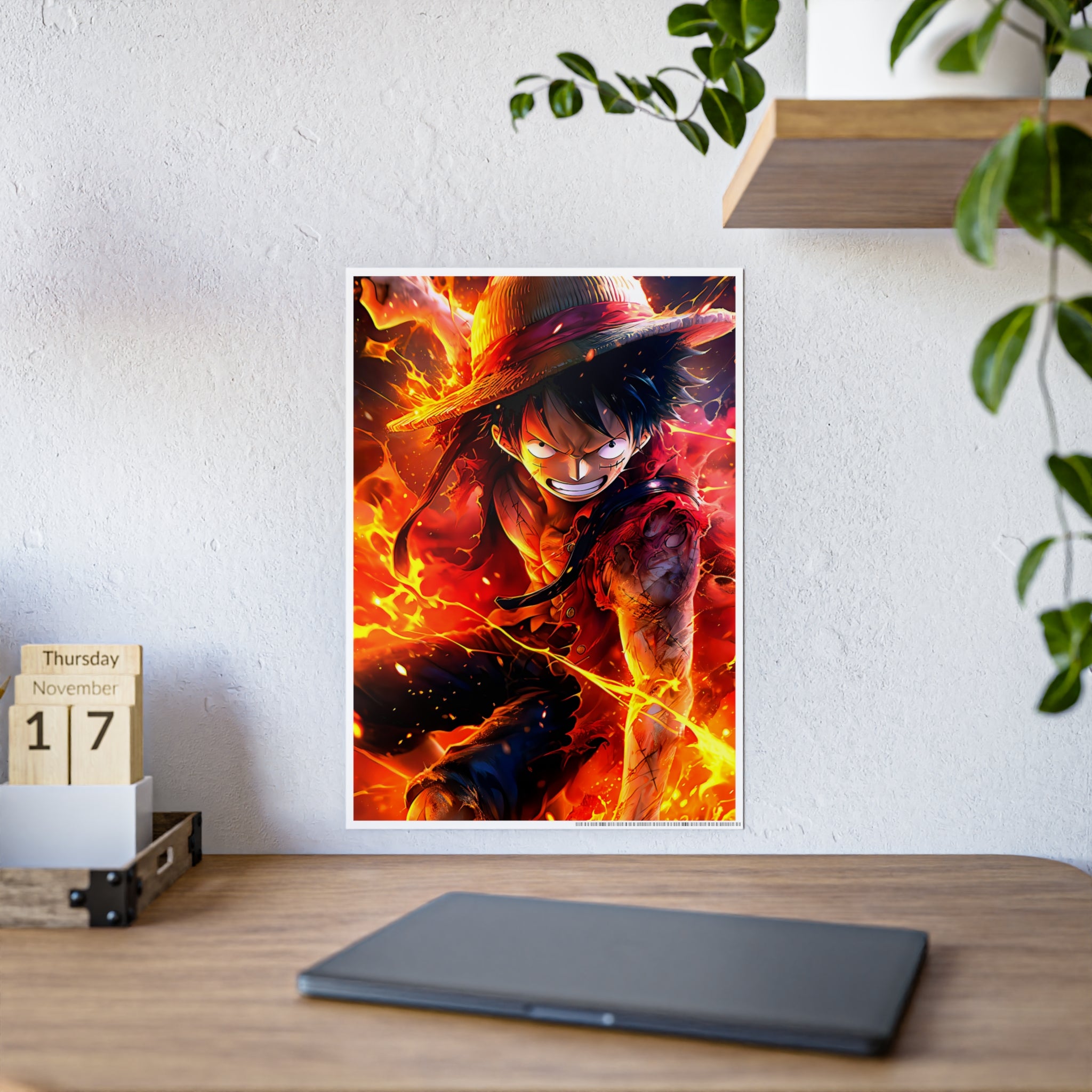 One Piece Luffy Fire Poster — Gloss Anime Wall Art