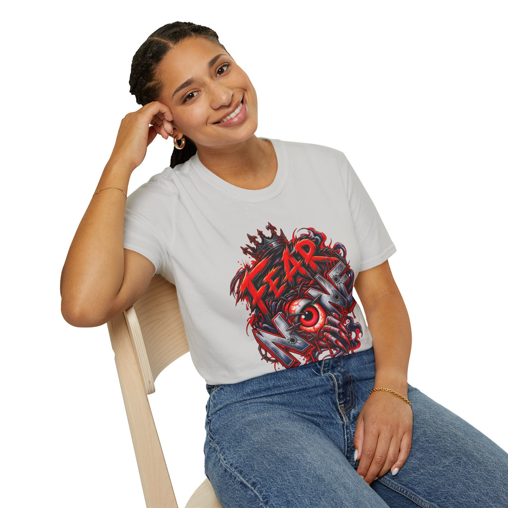 Fear None T-Shirt | Gothic red crown eye horror lettering